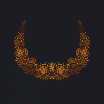 Hop and grain. Herbal wreath Vector golden pattern