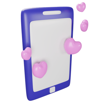 Dating on the phone clipart flat design icon isolated on transparent background, 3D render social media concept png