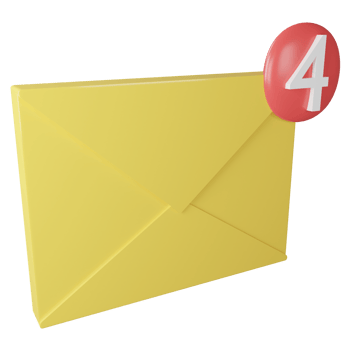 Mail notification clipart flat design icon isolated on transparent background, 3D render social media concept png