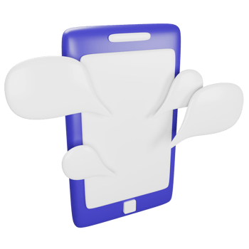 Chat bubble on the phone clipart flat design icon isolated on transparent background, 3D render social media concept png
