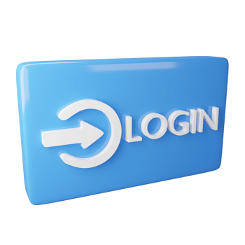 Login button clipart flat design icon isolated on transparent background, 3D render social media concept png