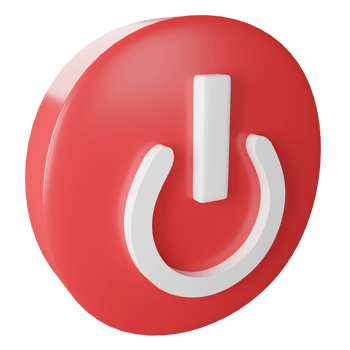 Power button clipart flat design icon isolated on transparent background, 3D render social media concept png