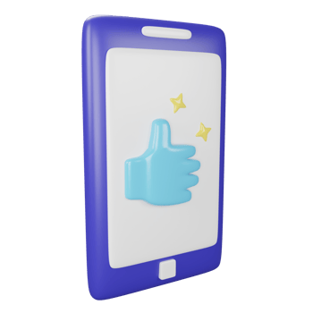 Push like on the phone clipart flat design icon isolated on transparent background, 3D render social media concept png