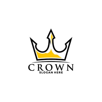 Crown Premium style logo symbol. Royal king icon. Modern luxury brand element sign. Vector illustration.