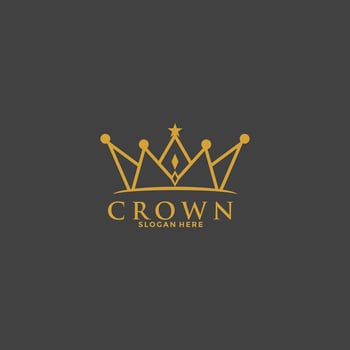 Crown Premium style logo symbol. Royal king icon. Modern luxury brand element sign. Vector illustration.