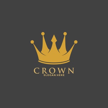 Crown Premium style logo symbol. Royal king icon. Modern luxury brand element sign. Vector illustration.