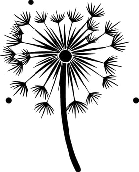 Dandelion, Black and White Vector illustration