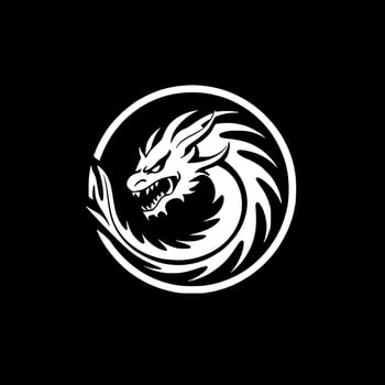 Dragon - Black and White Isolated Icon - Vector illustration