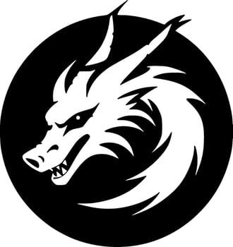 Dragon, Black and White Vector illustration