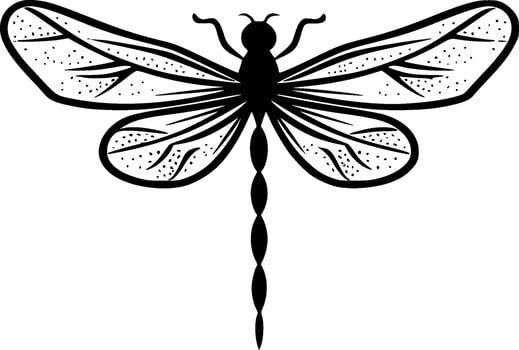 Dragonfly, Black and White Vector illustration