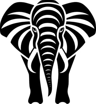 Elephant, Black and White Vector illustration