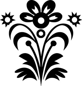 Flower - Black and White Isolated Icon - Vector illustration