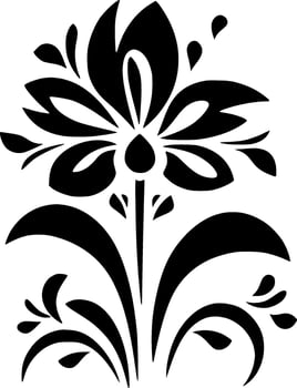 Flower - Black and White Isolated Icon - Vector illustration