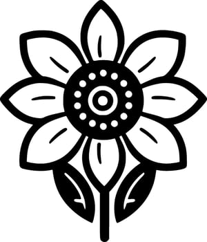 Flower - Black and White Isolated Icon - Vector illustration