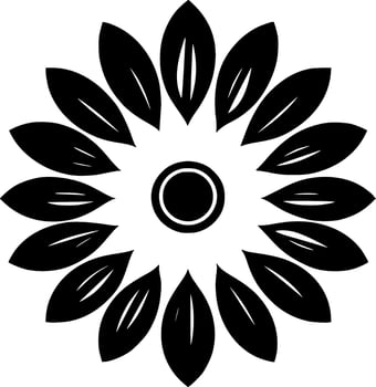 Flower - Black and White Isolated Icon - Vector illustration