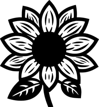 Flower - Black and White Isolated Icon - Vector illustration