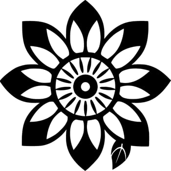 Flower - Black and White Isolated Icon - Vector illustration