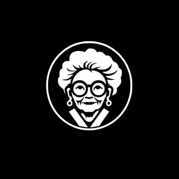 Grandma, Black and White Vector illustration