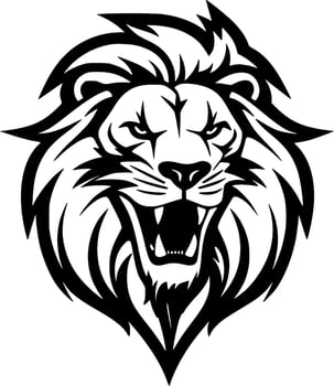 Lion, Black and White Vector illustration