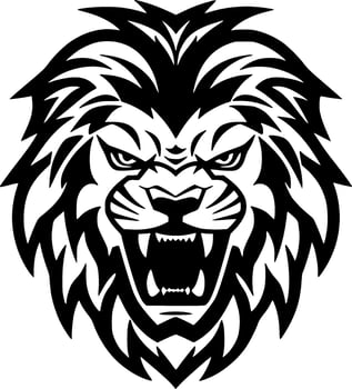 Lion, Black and White Vector illustration