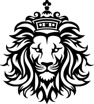 Lion - Black and White Isolated Icon - Vector illustration