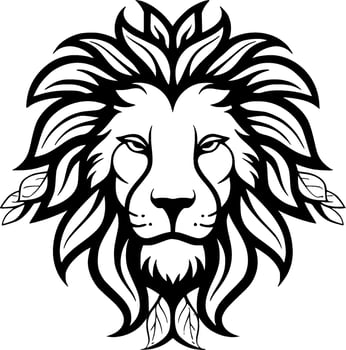 Lion, Black and White Vector illustration