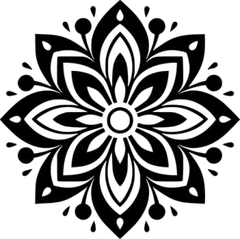 Mandala, Black and White Vector illustration