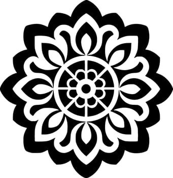 Mandala, Black and White Vector illustration