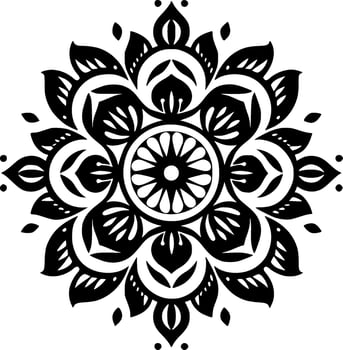 Mandala, Black and White Vector illustration