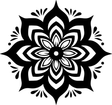 Mandala, Black and White Vector illustration