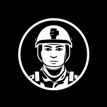 Military, Black and White Vector illustration