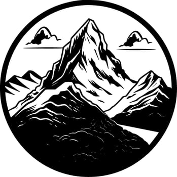Mountains - Black and White Isolated Icon - Vector illustration