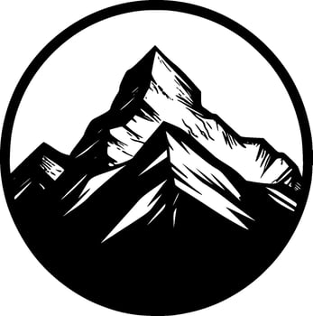 Mountains - Black and White Isolated Icon - Vector illustration