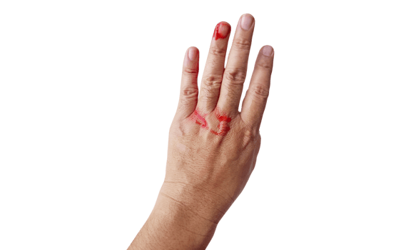 Bloody male hand isolated PNG transparent