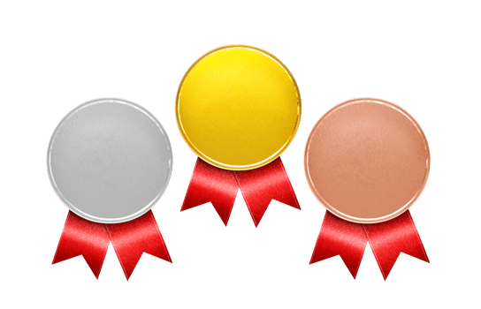 Bronze, Silver, Gold Medal. Champion Winner's Medal Bronze, Silver and Gold medals for the first prize PNG transparent