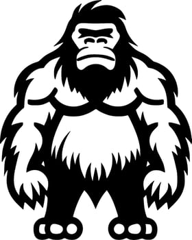 Bigfoot, Black and White Vector illustration