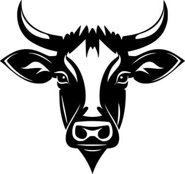 Cow - Black and White Isolated Icon - Vector illustration