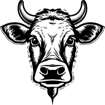 Cow - Black and White Isolated Icon - Vector illustration