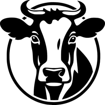 Cow - Black and White Isolated Icon - Vector illustration