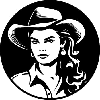 Cowgirl - Black and White Isolated Icon - Vector illustration
