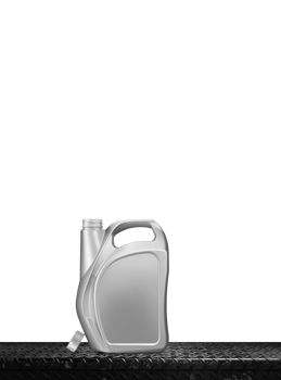A gallon of oil had an open cap placed on a black iron plate. PNG transparent