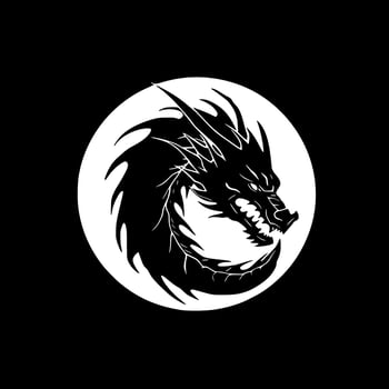 Dragon, Black and White Vector illustration