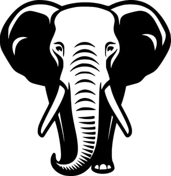 Elephant, Black and White Vector illustration