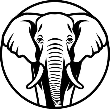 Elephant - Black and White Isolated Icon - Vector illustration