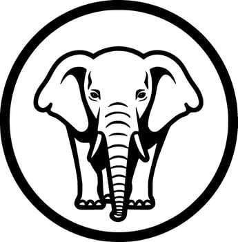 Elephant - Black and White Isolated Icon - Vector illustration