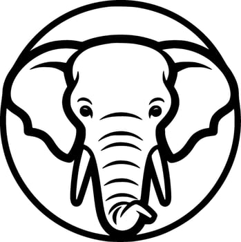 Elephant, Black and White Vector illustration