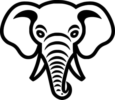 Elephant, Black and White Vector illustration