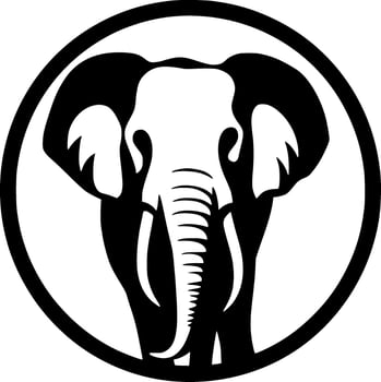 Elephant - Black and White Isolated Icon - Vector illustration