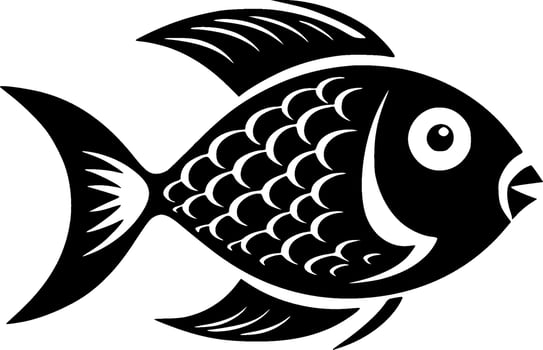 Fish, Black and White Vector illustration