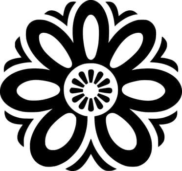 Flower, Black and White Vector illustration